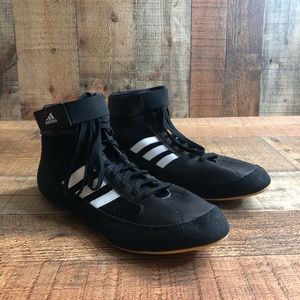 Adidas HVC 2 Mens Size 8 Wrestling Shoes Black White Athletic Sneakers